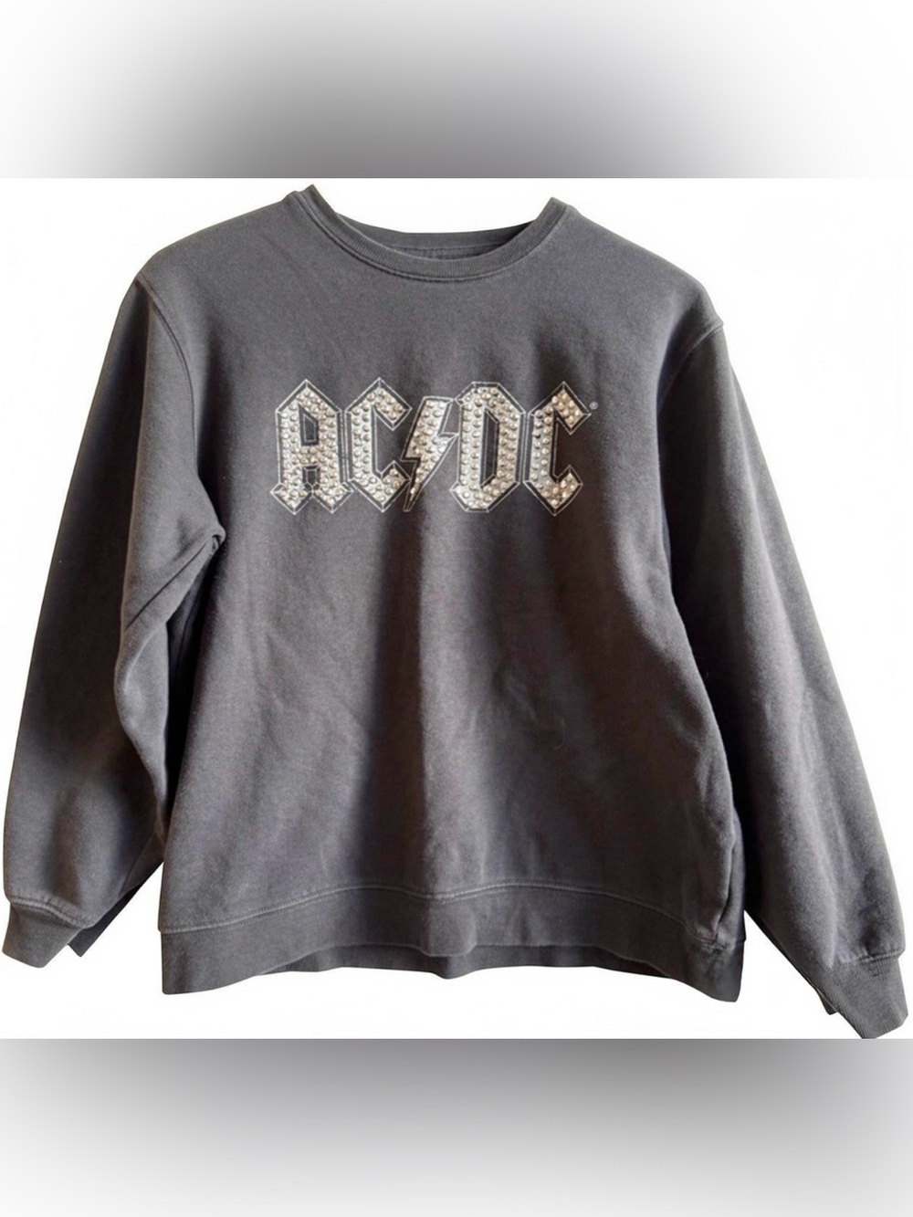 🎶 Vinyl Icons- Graphic Rhinestone Sweatshirt- AC/DC- S